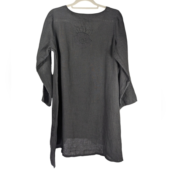 Vintage 90s Heart’s Desire Linen Black Embroidered Boho Cottagecore Dress S - Picture 11 of 16